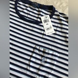 Polo Ralph Lauren Cape Weathered Navy Blue and White Striped T-Shirt Pocket